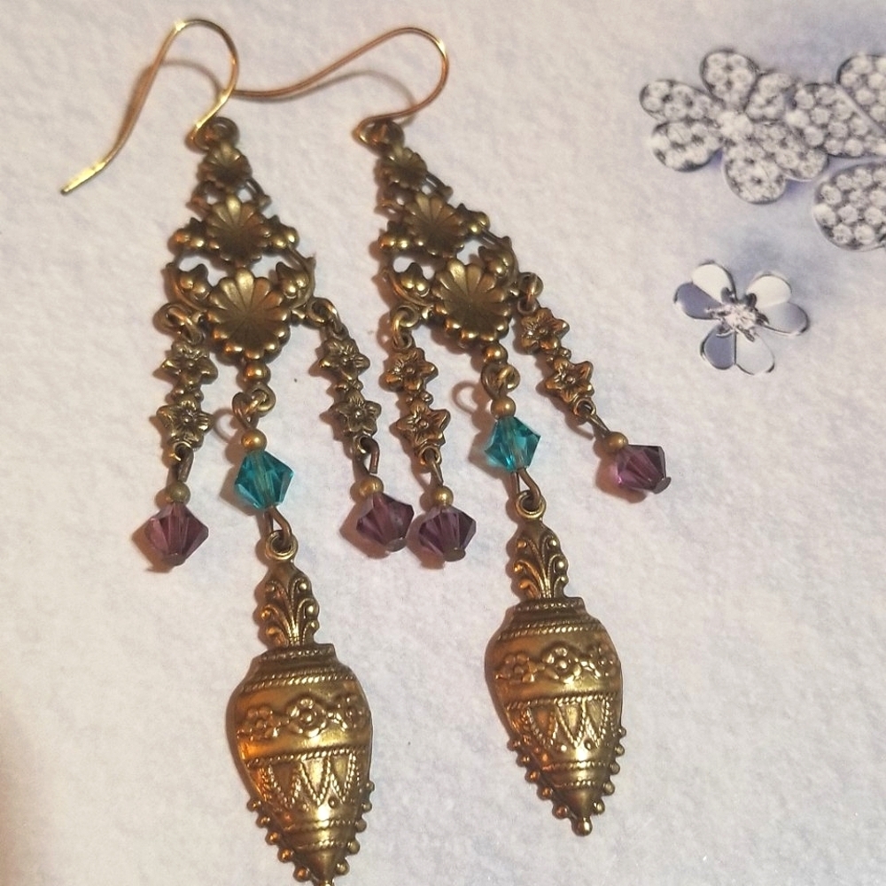 Vintage Sadie Green Shoulder Brusher Earrings